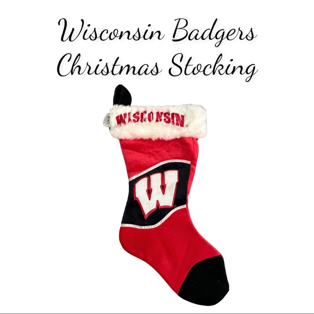 NWT TEAM Beans Authentic Wisconsin Badgers Christmas Stocking